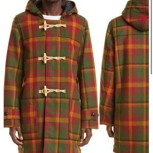 Plaid Wool Blend Duffle Coat SCHOTT NYC men’s wool size large